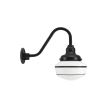 Primary Schoolhouse Gooseneck Light, 100-Black, Small Opaque Glass, Triple Painted Band, 100-Black, G26 Gooseneck Arm